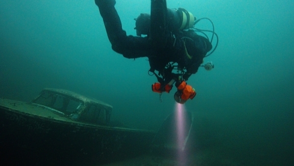 diver over boat at vobster
